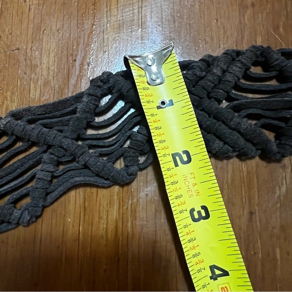 J. Crew Dark Brown Woven Suede Belt Coastal Cowgirl Rodeo Country Western Fringe - Picture 7 of 10